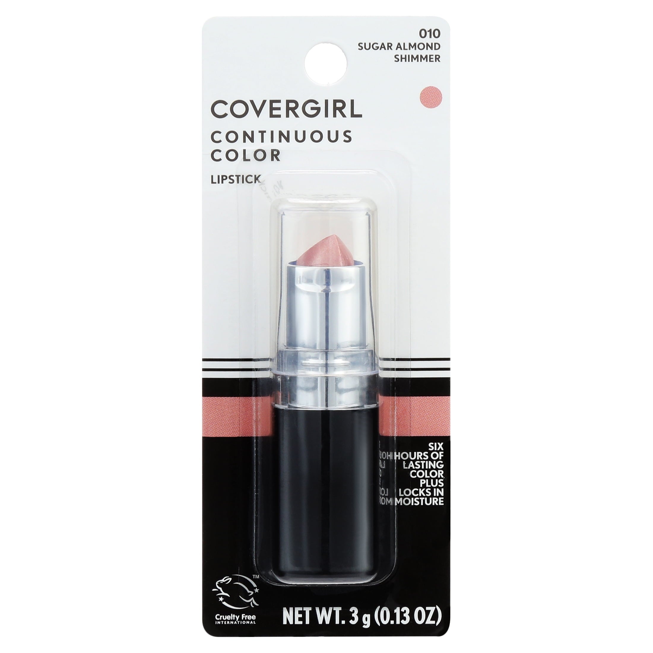 COVERGIRL Continuous Color Lipstick, 10 Sugar Almond, 0.13 oz
