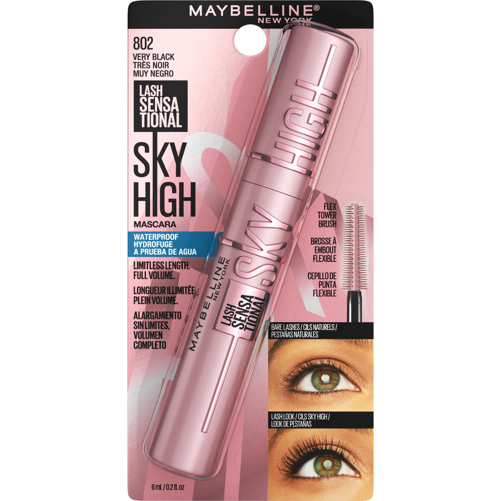 (2 pack) Maybelline Lash Sensational Sky High Waterproof Mascara Makeup, Very Black, 0.2 fl oz