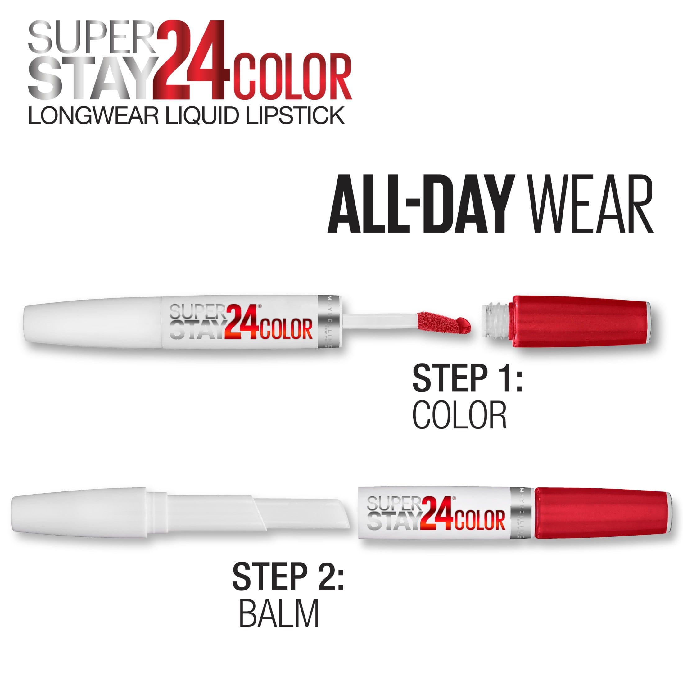 Maybelline SuperStay 24 2-Step Liquid Lipstick, Keep It Red