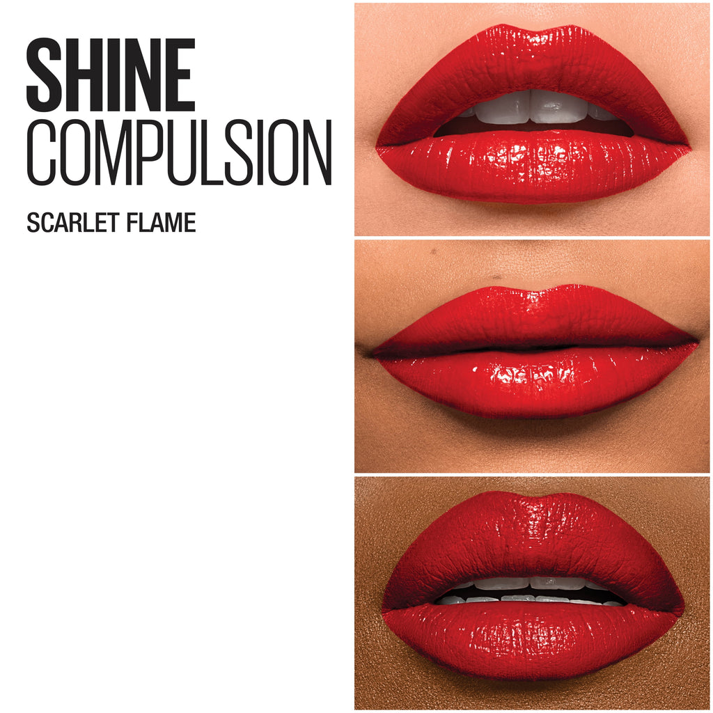 Maybelline Color Sensational Shine Compulsion Lipstick Makeup, Scarlet Flame