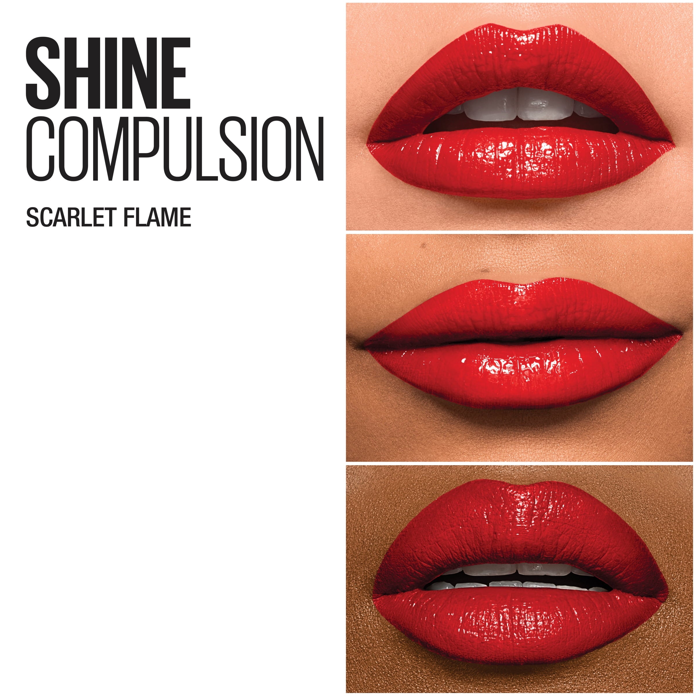 Maybelline Color Sensational Shine Compulsion Lipstick Makeup, Scarlet Flame