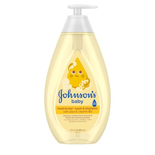 Johnson's Baby Head-To-Toe 2 in 1 Tear Free Wash & Shampoo with Aloe Vera and Vitamin B5, Safe and Gentle for Newborns and Delicate Skin, Hypoallergenic and pH Balanced, 27.1 Fl Oz