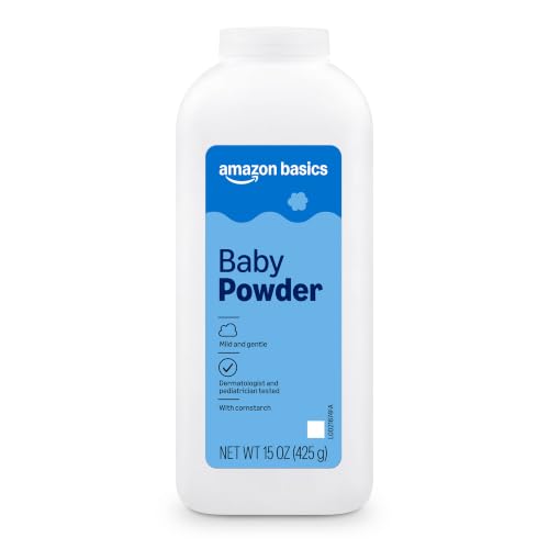Amazon Basics Lavender and Chamomile Cornstarch Baby Powder, Hypoallergenic, 15 oz, 1 Pack