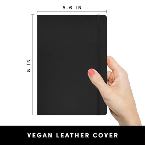 PAPERAGE Lined Journal Notebook, Hardcover Journal for Women & Men, 160 Pages, (5.6 in x 8 in), College Ruled Journaling Notebook for Work, School Supplies & Note Taking, (Black)