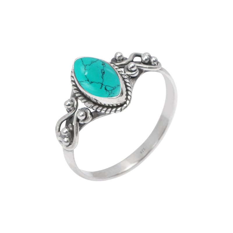 Silvebiz Ring, 925 Sterling Silver Statement Ring For Women, Handmade Ring Gemstone Promise Ring for Birthday Christmas Gift