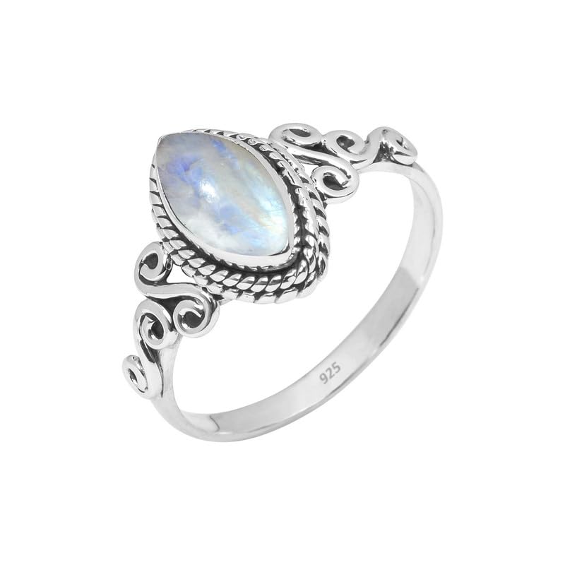Rubicrafts Gemstone Ring 925 Sterling Silver Statement Ring For Women and Girls Handmade Rings Natural Gemstone Ring Promise