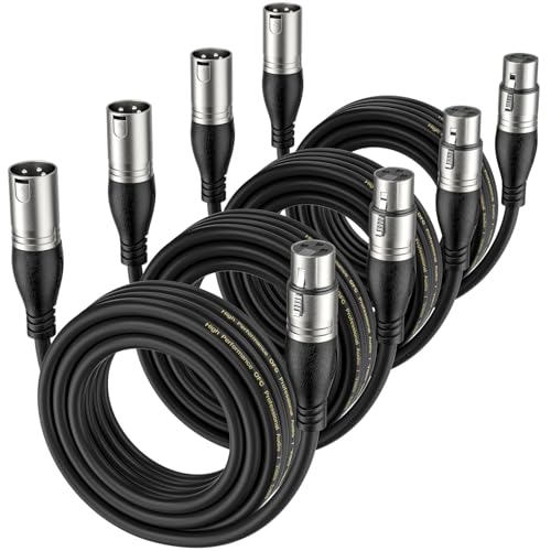 EBXYA XLR Cable 50ft 2 Packs - Premium Balanced Microphone Cable with 3-Pin XLR Male to Female Mic Speaker Cable, Black