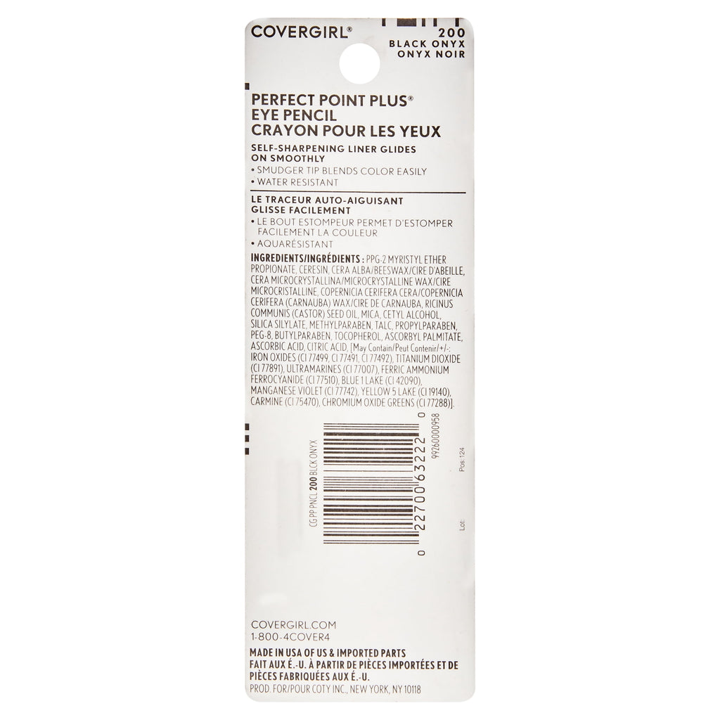 COVERGIRL Perfect Point Plus Eyeliner Pencil, Black Onyx Pack of 1, Long-Lasting, Versatile Black Eyeliner, Soft Smudging Tip, No Sharpening Needed