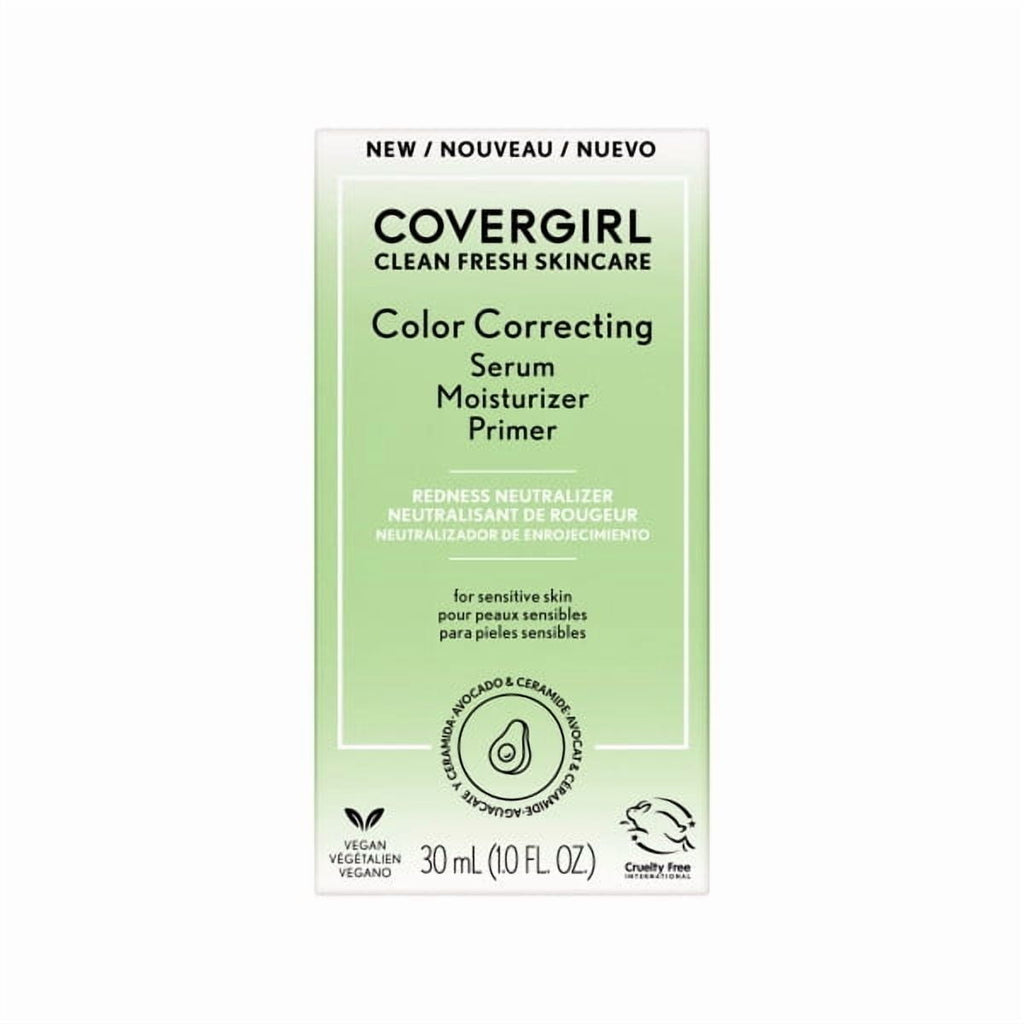 COVERGIRL Clean Fresh Color Correcting Primer + Serum, Redness Neutralizer, Fair 1.0 fl oz