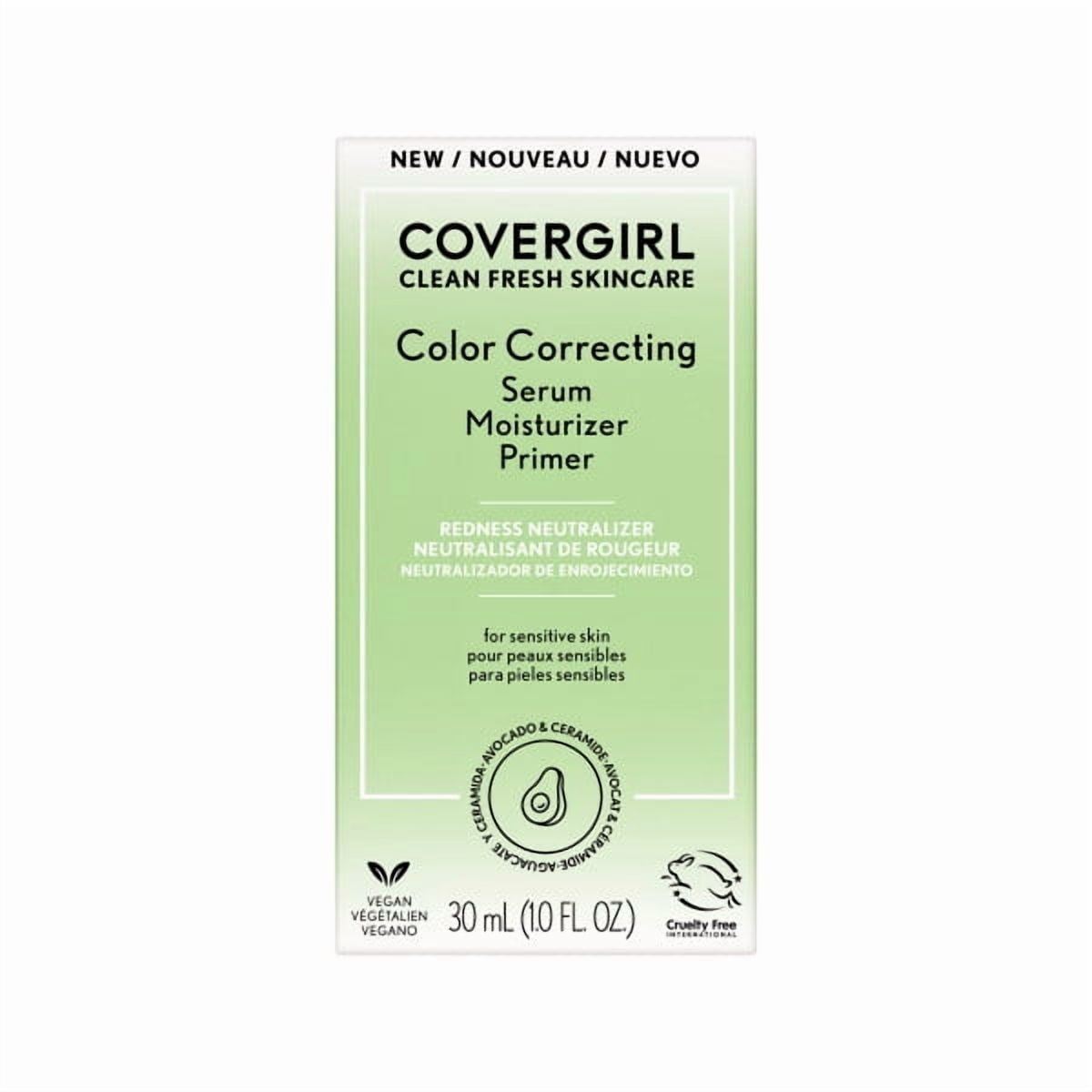 COVERGIRL Clean Fresh Color Correcting Primer + Serum, Redness Neutralizer, Fair 1.0 fl oz