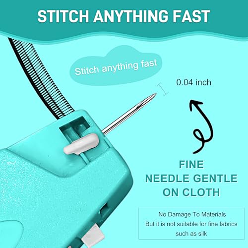 2026 New Stitch Gun for Clothes, Handheld Quick Clothing Fixer Sewing Kit with 1000 Black & 1000 White Fasteners, 6 Replacement Needles, Pink
