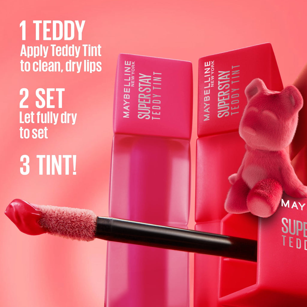 Maybelline Super Stay Teddy Tint, Long Lasting Matte Lip Stain, Coquettish, 0.17 fl oz