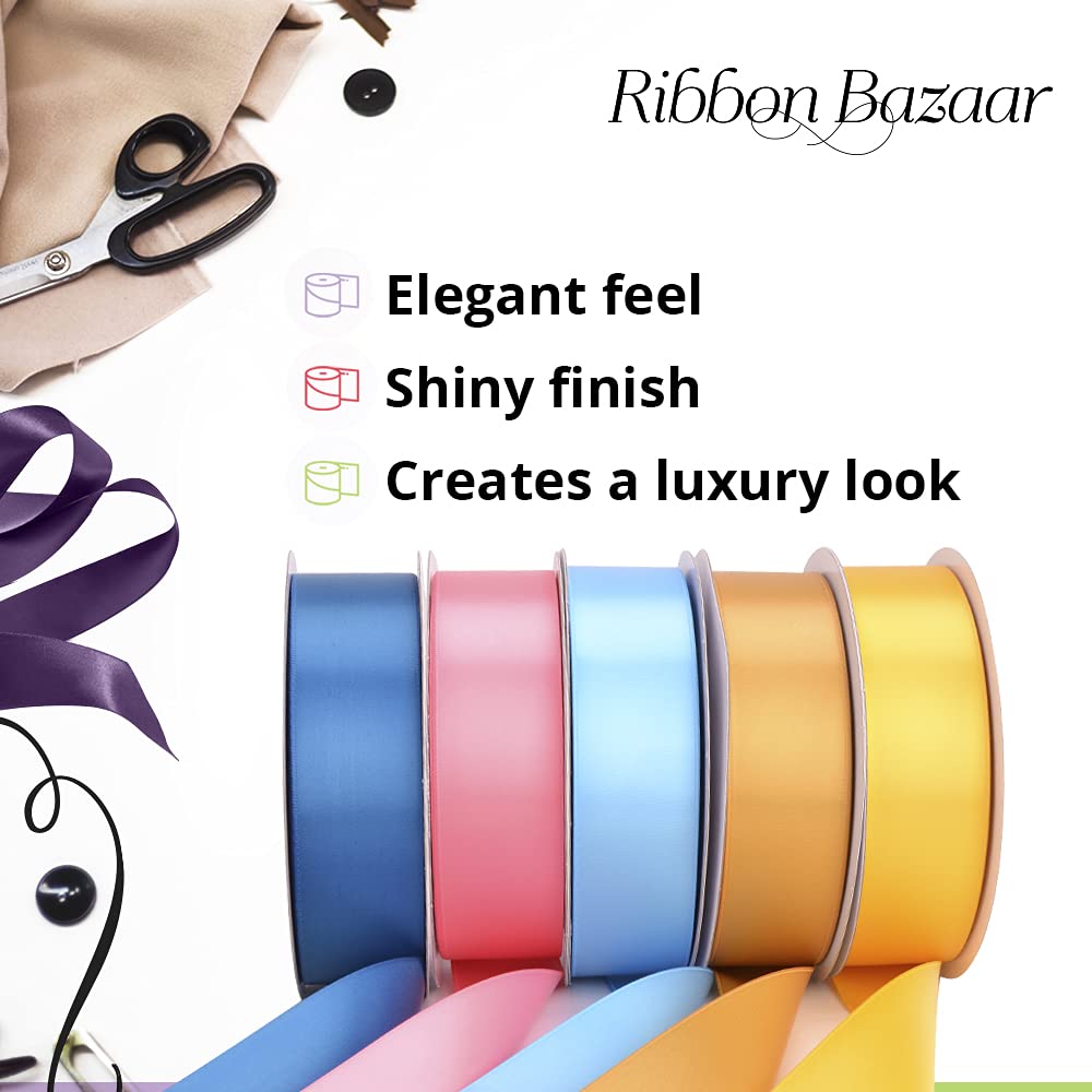 Ribbon Bazaar Double Faced Satin - Premium Gloss Finish - 100% Polyester Ribbon for Gift Wrapping, Crafts, Scrapbooking, Hair Bow, Decorating & More - 7/8" Fresco 50yd Spool