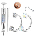 Opal Nose Ring Studs Horseshoe Nose Rings Hoops Stud 316L Stainless Steel Nose Rings Round CZ Square Screw L Shaped Nose Stud