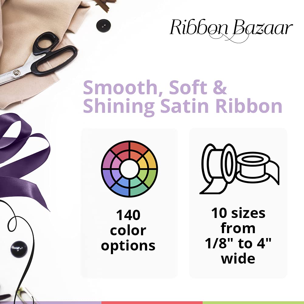 Ribbon Bazaar Double Faced Satin - Premium Gloss Finish - 100% Polyester Ribbon for Gift Wrapping, Crafts, Scrapbooking, Hair Bow, Decorating & More - 7/8" Fresco 50yd Spool