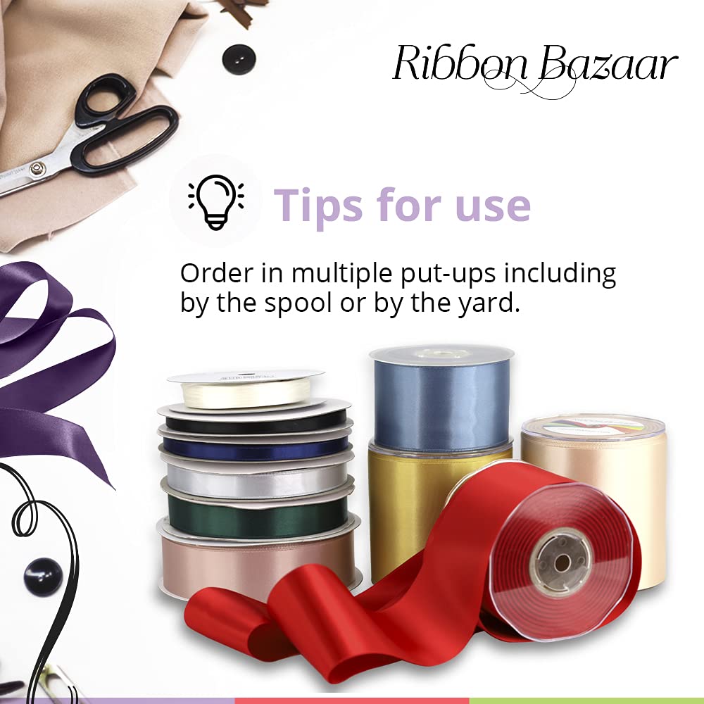 Ribbon Bazaar Double Faced Satin - Premium Gloss Finish - 100% Polyester Ribbon for Gift Wrapping, Crafts, Scrapbooking, Hair Bow, Decorating & More - 7/8" Fresco 50yd Spool