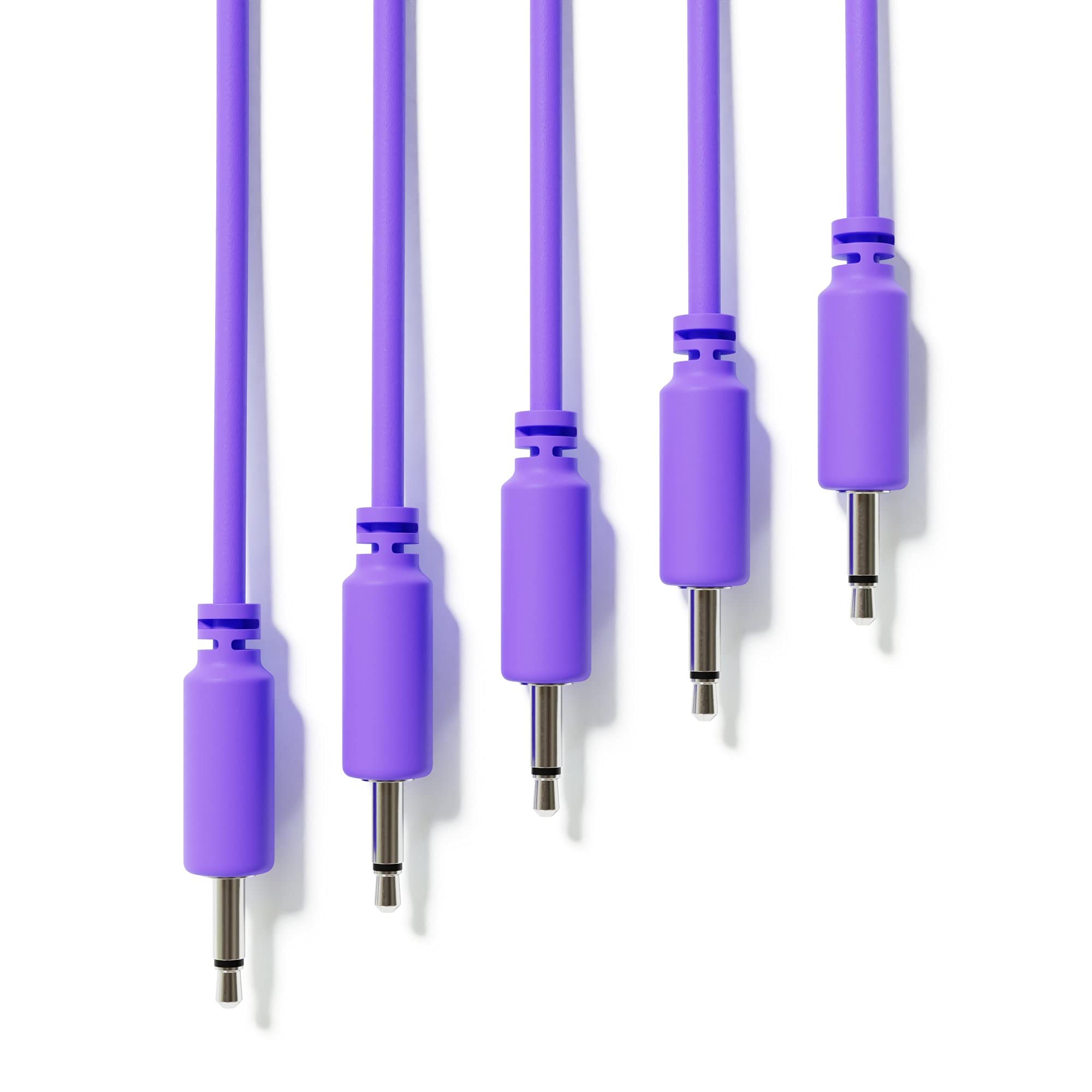 ExcelValley - 5-Pack - Mono Modular Patch Cables - TS 3.5mm 1/8" Eurorack Synthesizer [Purple | 30 cm - 11.81"]
