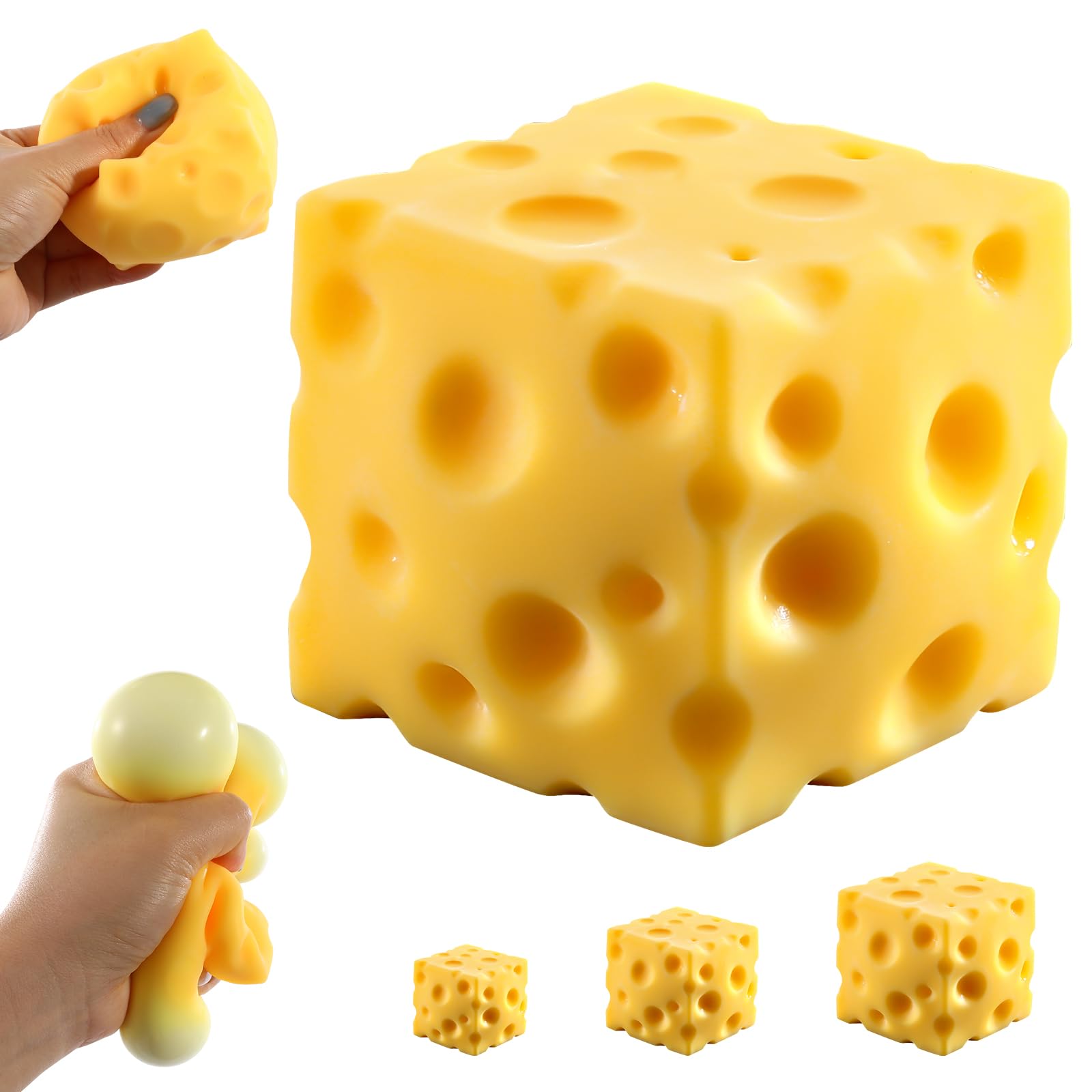 Cheese Squishy (6cm),Cheese Block Squeeze Toy,Squishies Stress Relief Fidget Toys,Stocking Stuffer Novelty Birthday Gifts for