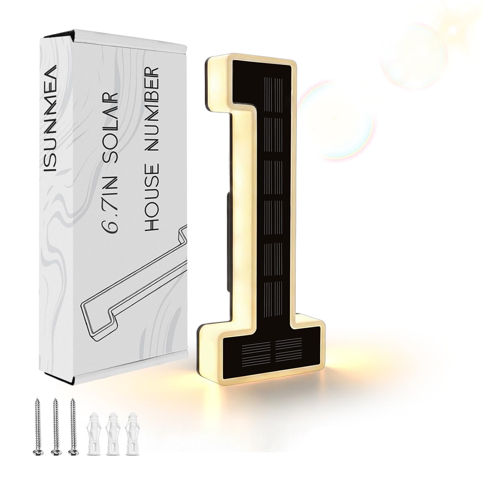 ISUNMEA 6.7 Inch Solar Lighted House Numbers for Outside, Light Up Waterproof LED Address Signs for Houses, Backlit Illuminat