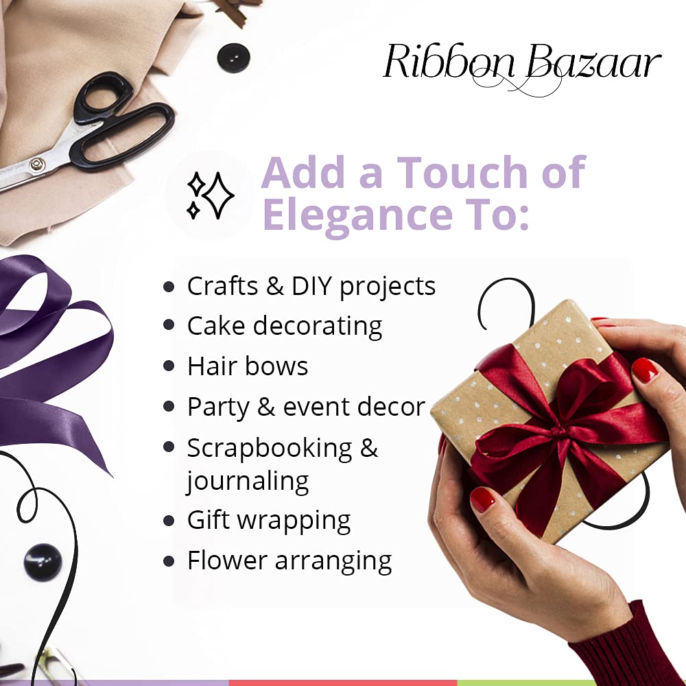 Ribbon Bazaar Double Faced Satin - Premium Gloss Finish - 100% Polyester Ribbon for Gift Wrapping, Crafts, Scrapbooking, Hair Bow, Decorating & More - 7/8" Fresco 50yd Spool