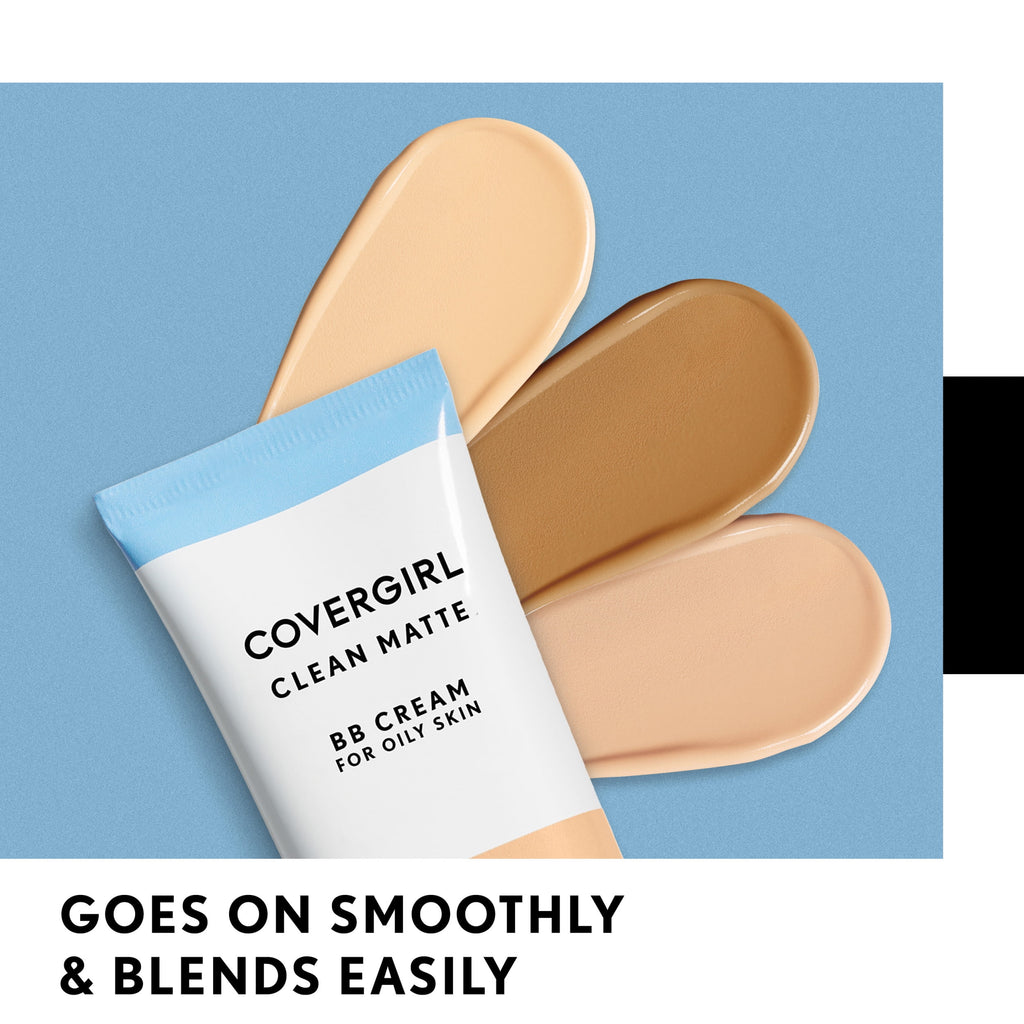 COVERGIRL Clean Matte BB Cream for Oily Skin, 520 Light, 1 fl oz, Oil-Free BB Cream Foundation