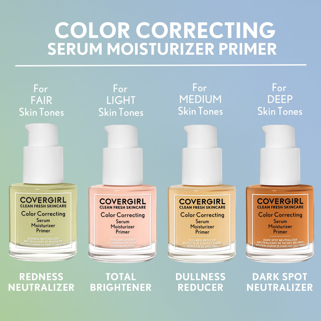 COVERGIRL Clean Fresh Primer, Color Correcting Serum and Moisturizer, Total Brightener, Light 1.0 fl oz