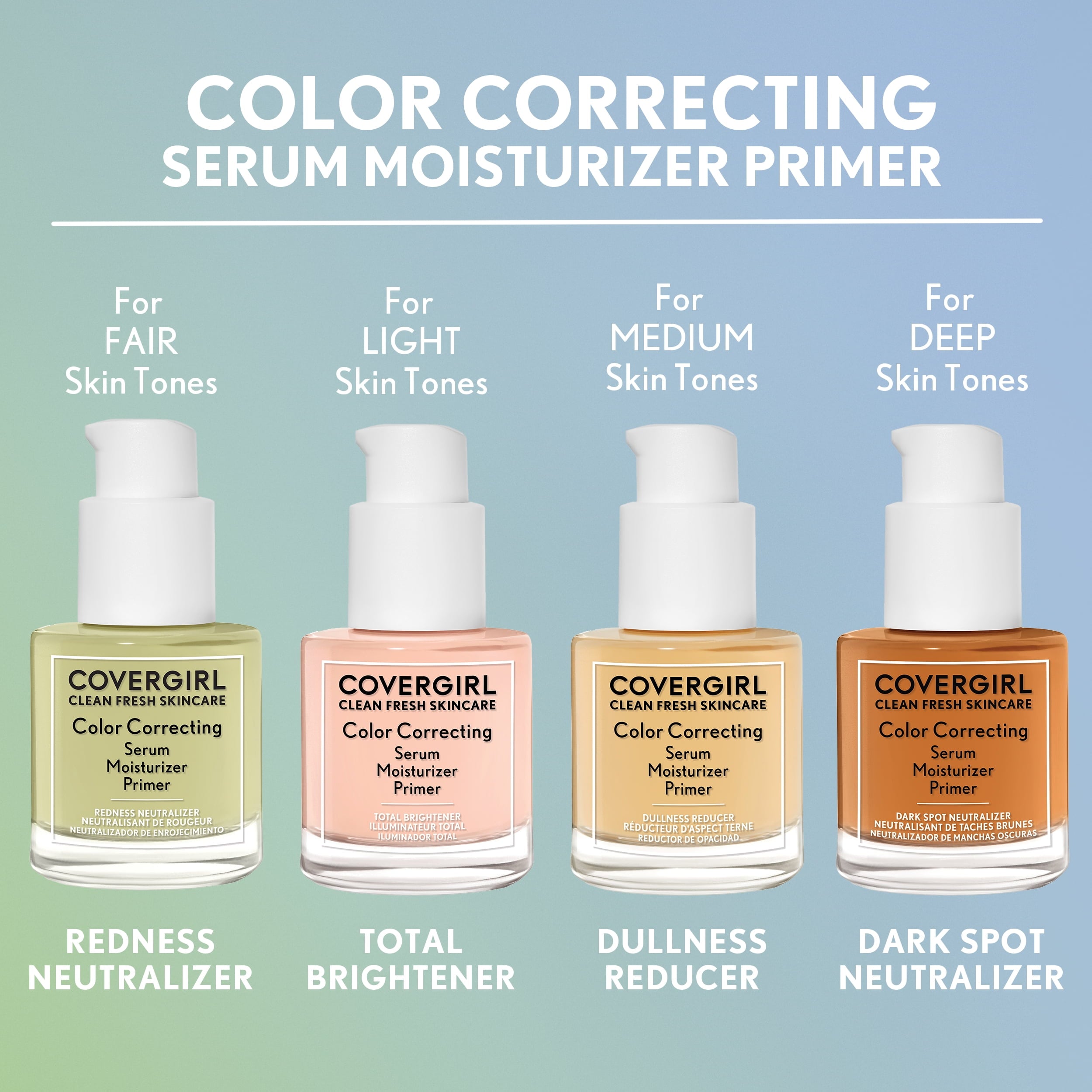 COVERGIRL Clean Fresh Primer, Color Correcting Serum and Moisturizer, Total Brightener, Light 1.0 fl oz