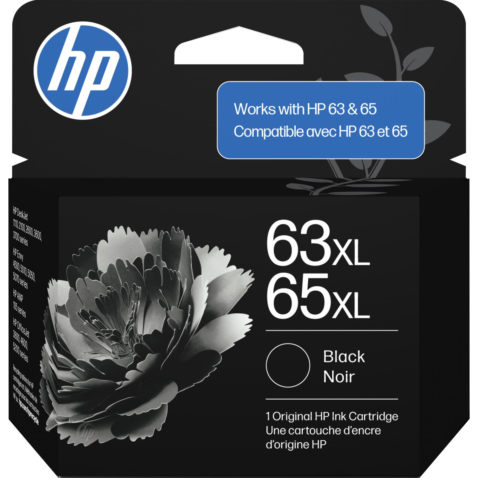 HP 63XL/65XL Black High-Yield Ink Cartridge (Replaces and Works with Both 63XL & 65XL) | Works with AMP; DeskJet 1100, 2100,