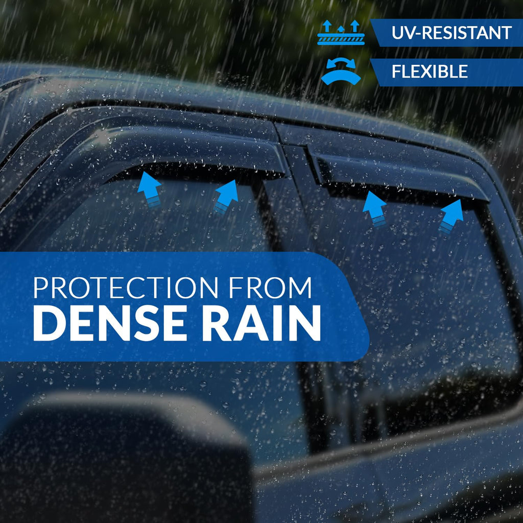 Window Visor Compatible with 1989-1998 Suzuki Sidekick, DGWV2-403-2 Outside Mount Deflector Rain Guard Dark Smoke, 4 Pcs Set