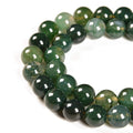 Nancybeads 45pcs 8mm Natural Green Moss Agate Gemstone Round Spacer Loose Stone Beads for Jewelry Making 15.5" 1 Strand (Gree