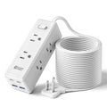 15 Ft Extension Cord with Multiple Outlets, Long Extension with 6 Outlets 4 USB Ports(2 USB C), Flat Plug Surge Protector Pow