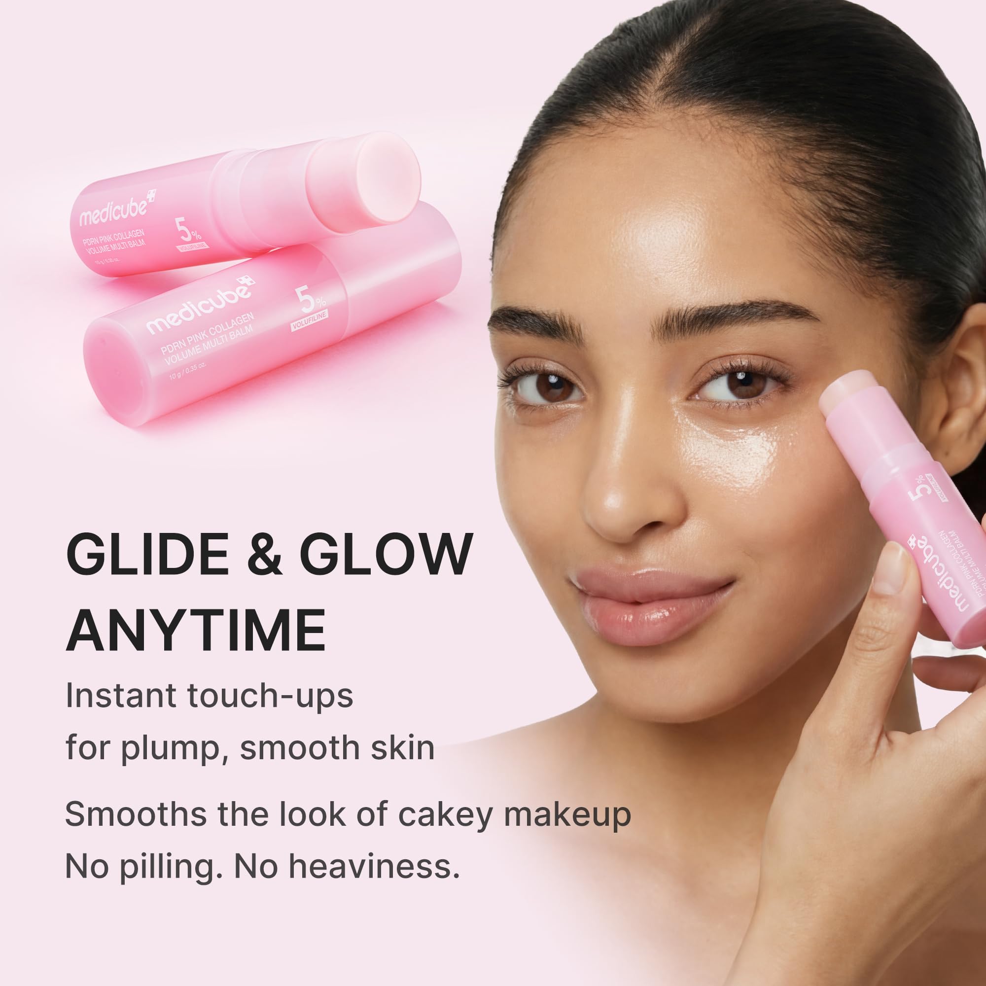 medicube PDRN Pink Collagen Volume Multi Balm Stick | Volufiline, PDRN, NAD, Collagen | Face & Body Balm for Under-Eyes, Neck, Forehead, Smile Lines, Lips | Plumping, Radiance, Line Care | K-Beauty