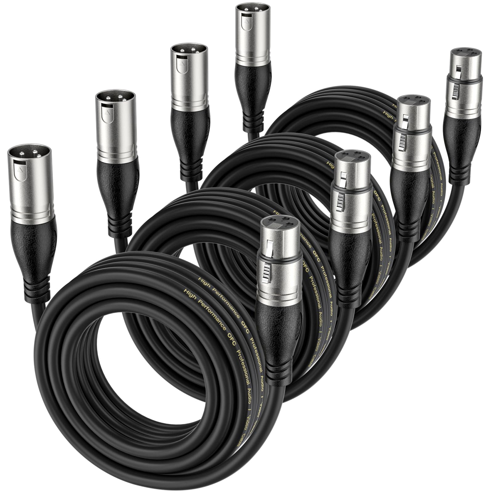 EBXYA XLR Cable 50ft 2 Packs - Premium Balanced Microphone Cable with 3-Pin XLR Male to Female Mic Speaker Cable, Black