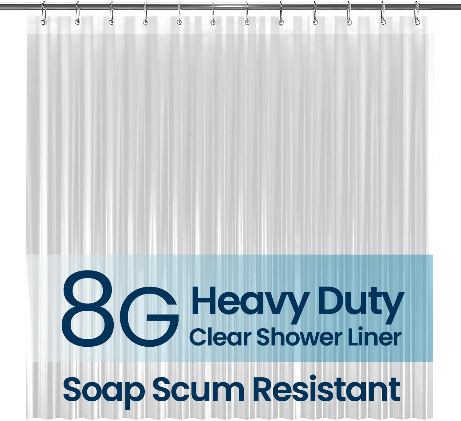 LiBa Bathroom Shower Curtain Waterproof Plastic Shower Curtain Premium PEVA Non-Toxic with Rust Proof Grommets Clear 8G Bathr