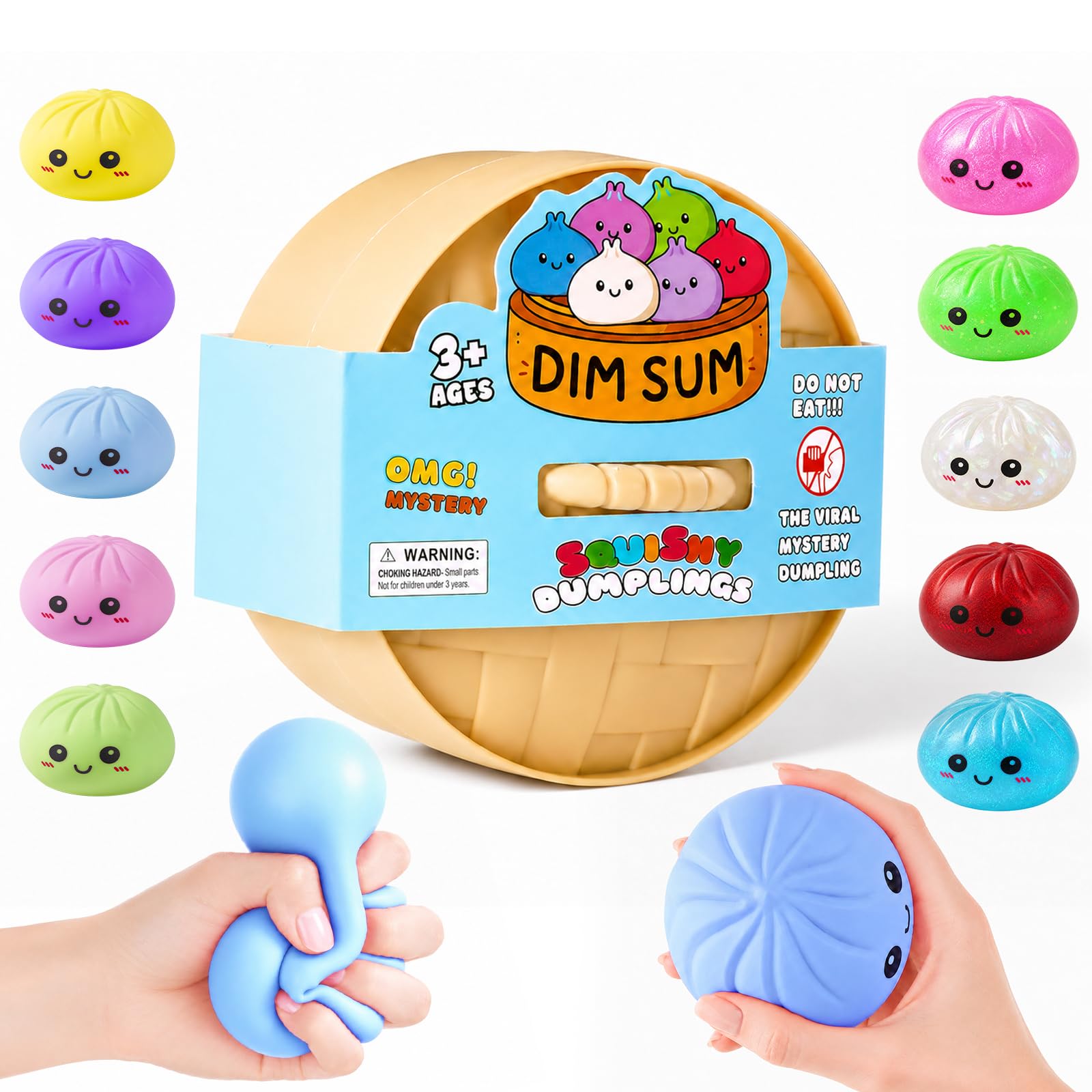 Dumpling Squishies, Dumpling Mystery Box, Colorful Dumplings Stress Balls Fidget Sensory Toy, Stocking Stuffers with Food Ste