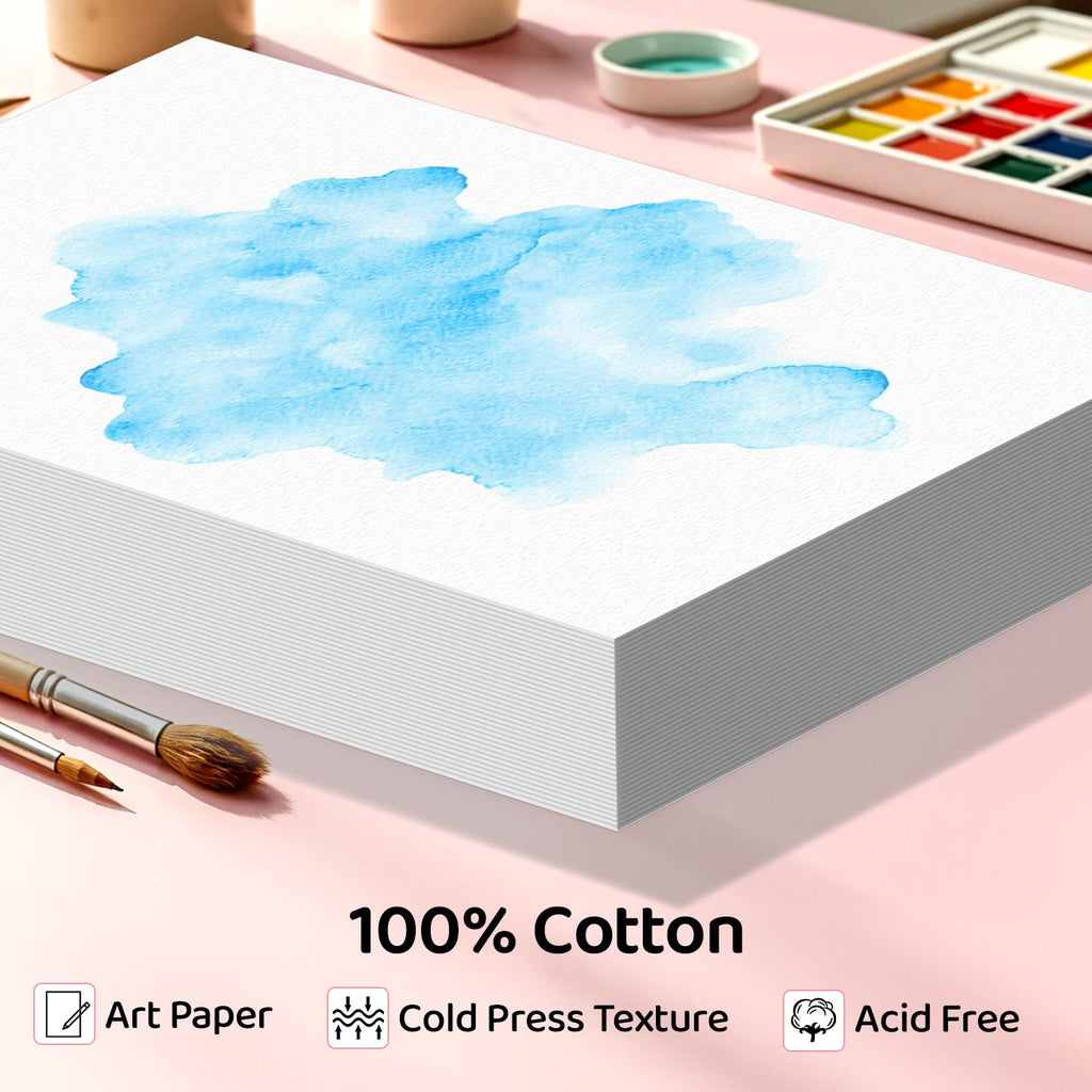 84 Sheets Watercolor Paper 5x7, 110lb/230gsm Cold Press Watercolor Paper Bulk, Cotton Water Color Paper, White Drawing Paper for Sketching, Acrylic, Gouache, Watercolor Supplies for Kids Adults
