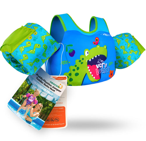 AEOCOO Puddle Float Jumper 20-30-50-60-70 Pounds, Toddler Swim Vest for 1-3-5-6-7 Years Old, Pool Floats with Swimming Arm Fl