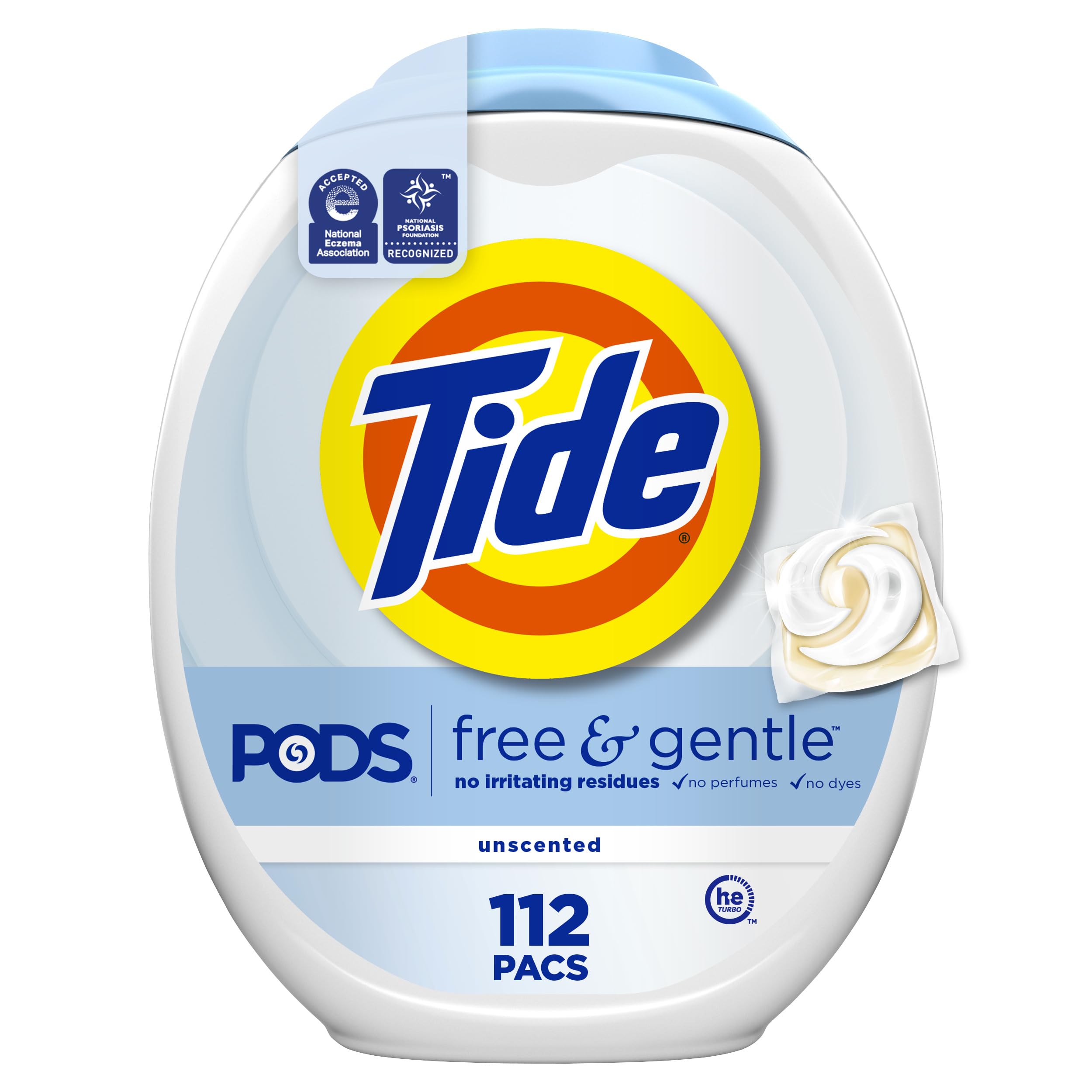 Tide PODS Free & Gentle Laundry Detergent Soap Pacs, 112 Count, Tide PODS Laundry Detergent, Laundry Detergent Pacs, Laundry