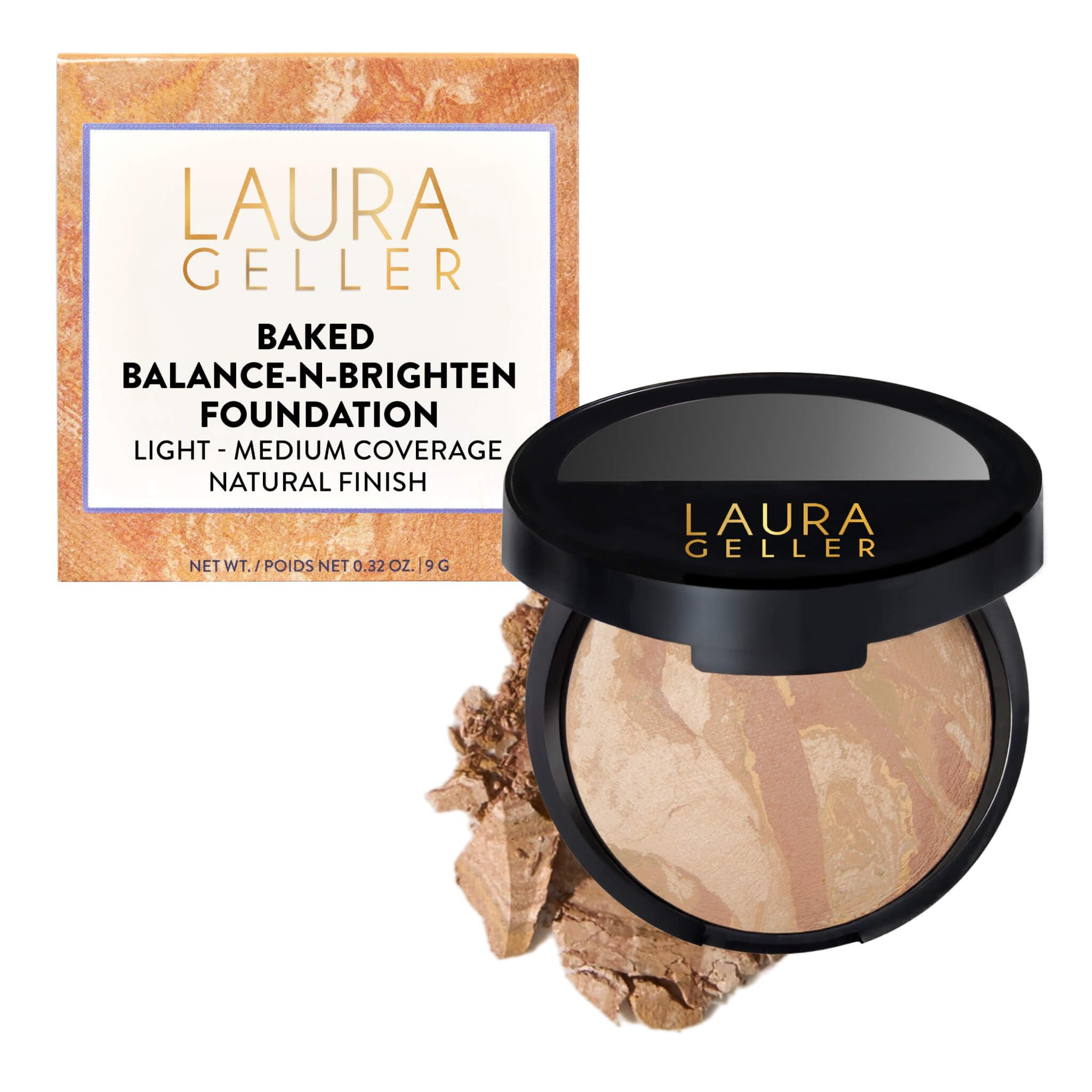LAURA GELLER NEW YORK Award-Winning Baked Balance-n-Brighten Color Correcting Powder Foundation – Handmade in Italy – Buildab