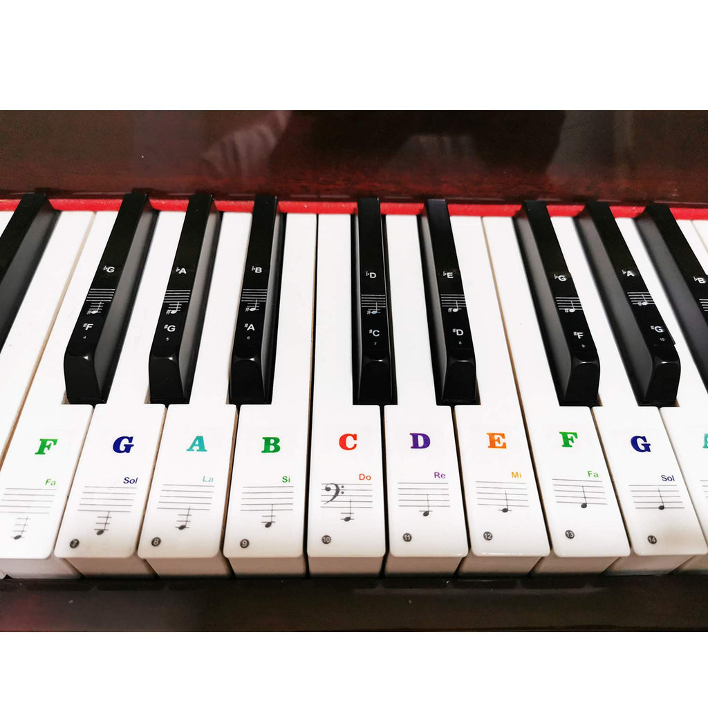 Piano Keyboard Stickers for 88/61/54/49/37 Key, Bold Large Letter Piano Stickers for Learning, Removable Piano Keyboard Letters, Notes Label for Beginners and Kids, Multicolor