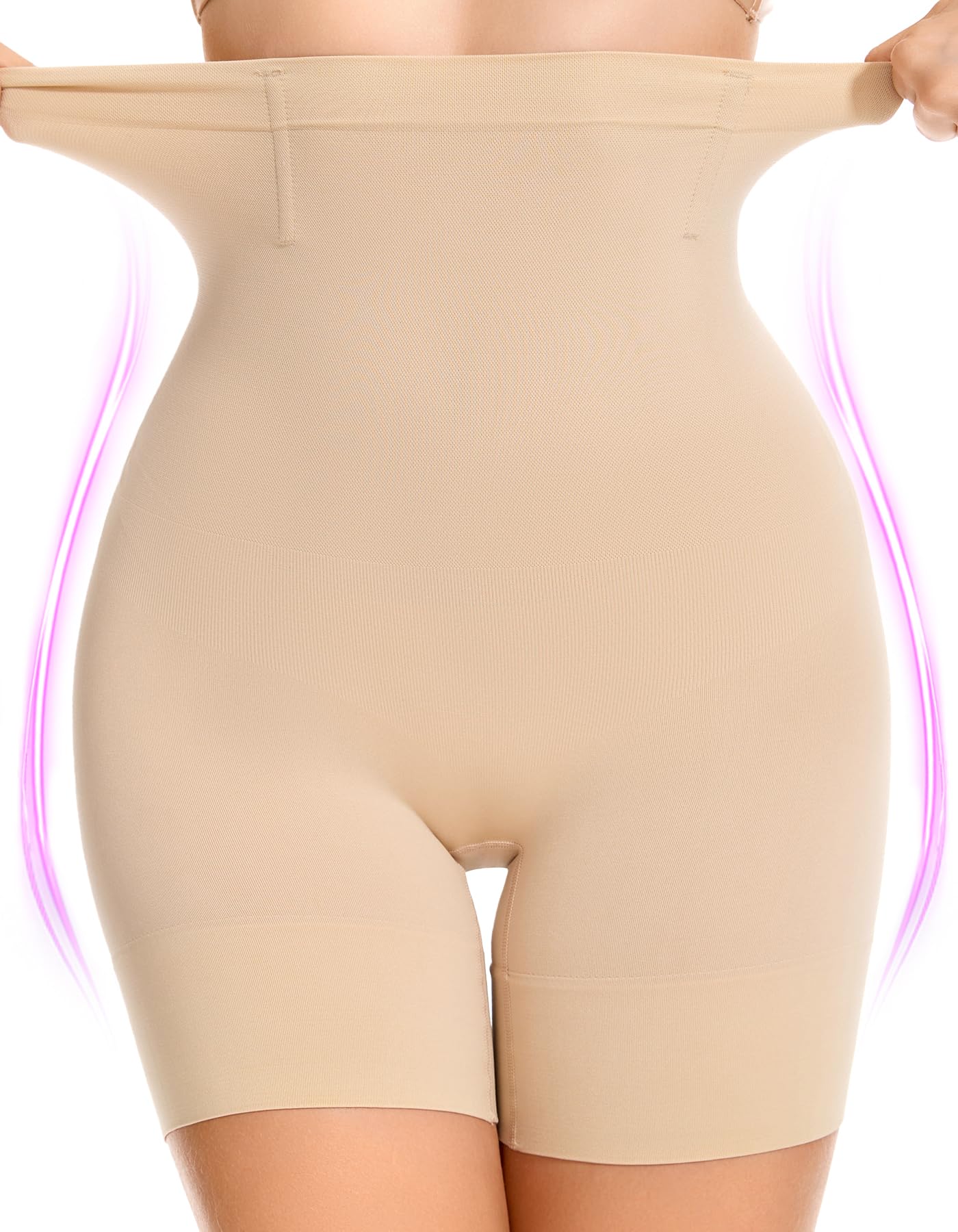 SIMIYA Shapewear Tummy Control Shorts for Women, 5-IN-1 Body Shaper High Waisted Girdle Boyshort Slip Short for Under Dresses