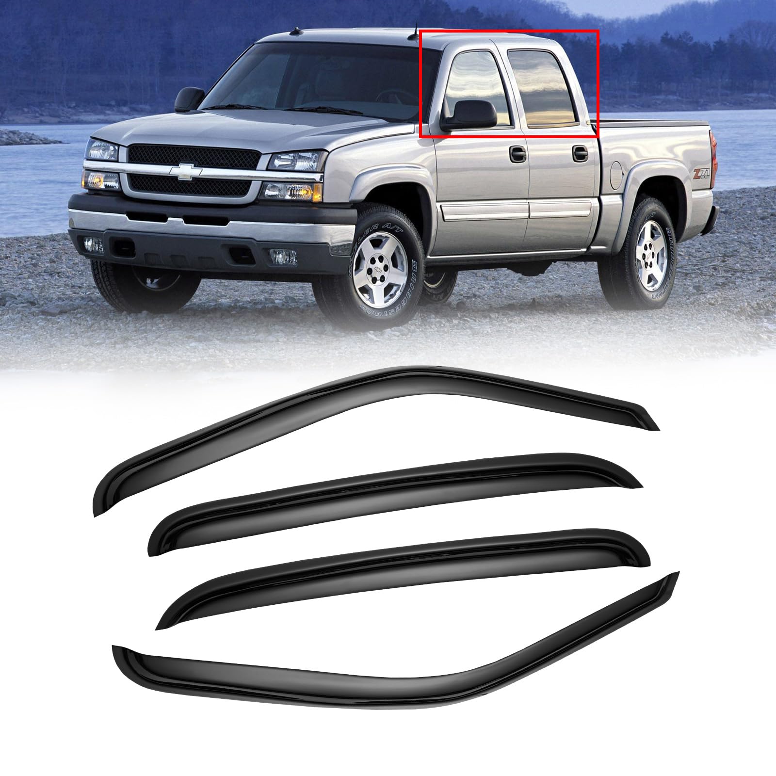 Window Visors for 01-07 Chevy Silverado/GMC Sierra, Rain Guards Vent Deflector Shade Smoke for 00-06 Chevy Suburban/GMC Yukon