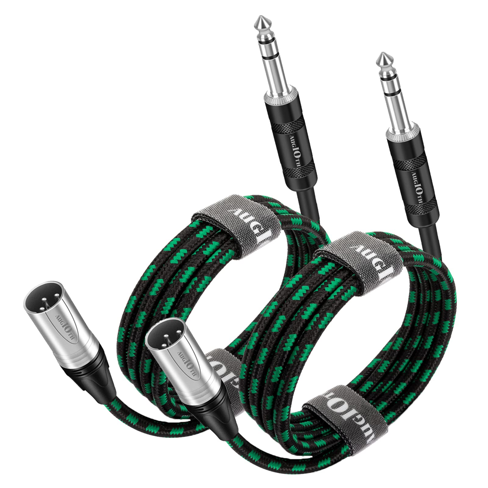 Augioth XLR Male to 1/4 Cable 20ft 2 Pack Balance 6.35mm TRS Plug to 3-pin Cannon Mic Cable 6 Meter