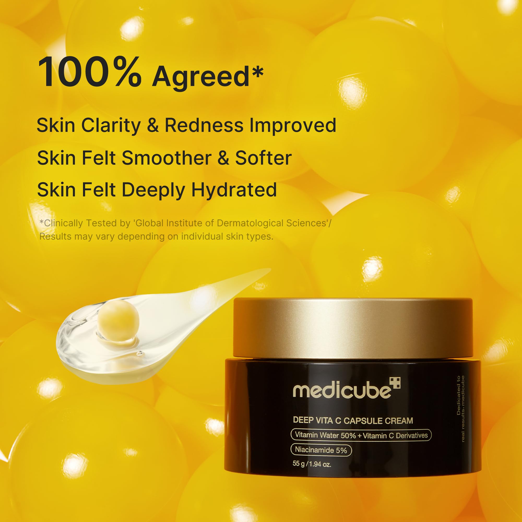 medicube Capsule Cream with Deep Vitamin C | Liposome Vitamin C Golden Capsule for Radiance & Firm-Looking Skin | Hydrating Glow Gel Texture | Korean Skincare, 1.94 oz