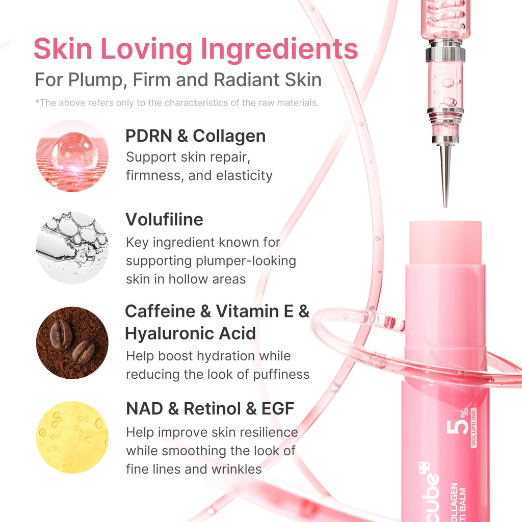medicube PDRN Pink Collagen Volume Multi Balm Stick | Volufiline, PDRN, NAD, Collagen | Face & Body Balm for Under-Eyes, Neck, Forehead, Smile Lines, Lips | Plumping, Radiance, Line Care | K-Beauty