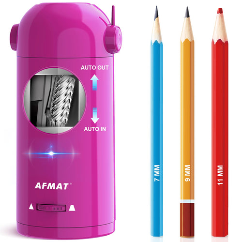 AFMAT Electric Pencil Sharpener, Fully Automatic Pencil Sharpener for Classroom, 7-11.5mm Colored/Jumbo Pencils, Robot Pencil