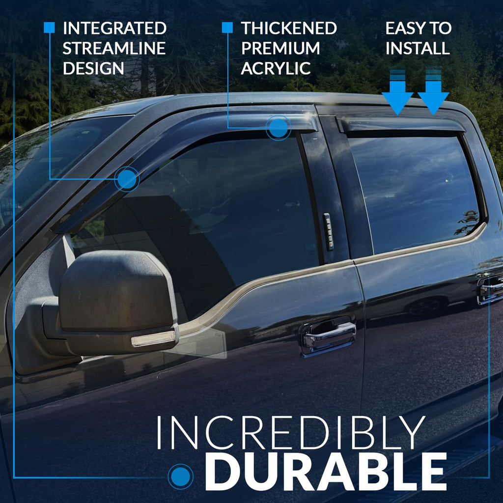 Window Visor Compatible with 1989-1998 Suzuki Sidekick, DGWV2-403-2 Outside Mount Deflector Rain Guard Dark Smoke, 4 Pcs Set