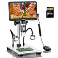 TOMLOV DM9 7" Digital Microscope: 1080P 1200X Coin Microscope Magnifier, 12MP Ultra-Precise Focusing LCD Soldering Microscope