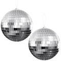 Youdepot Disco Ball 4" Inch 2-Pack,Silver Hanging Ball with Attached String for Ring,Reflects Light,Fun Party Home Bands Deco