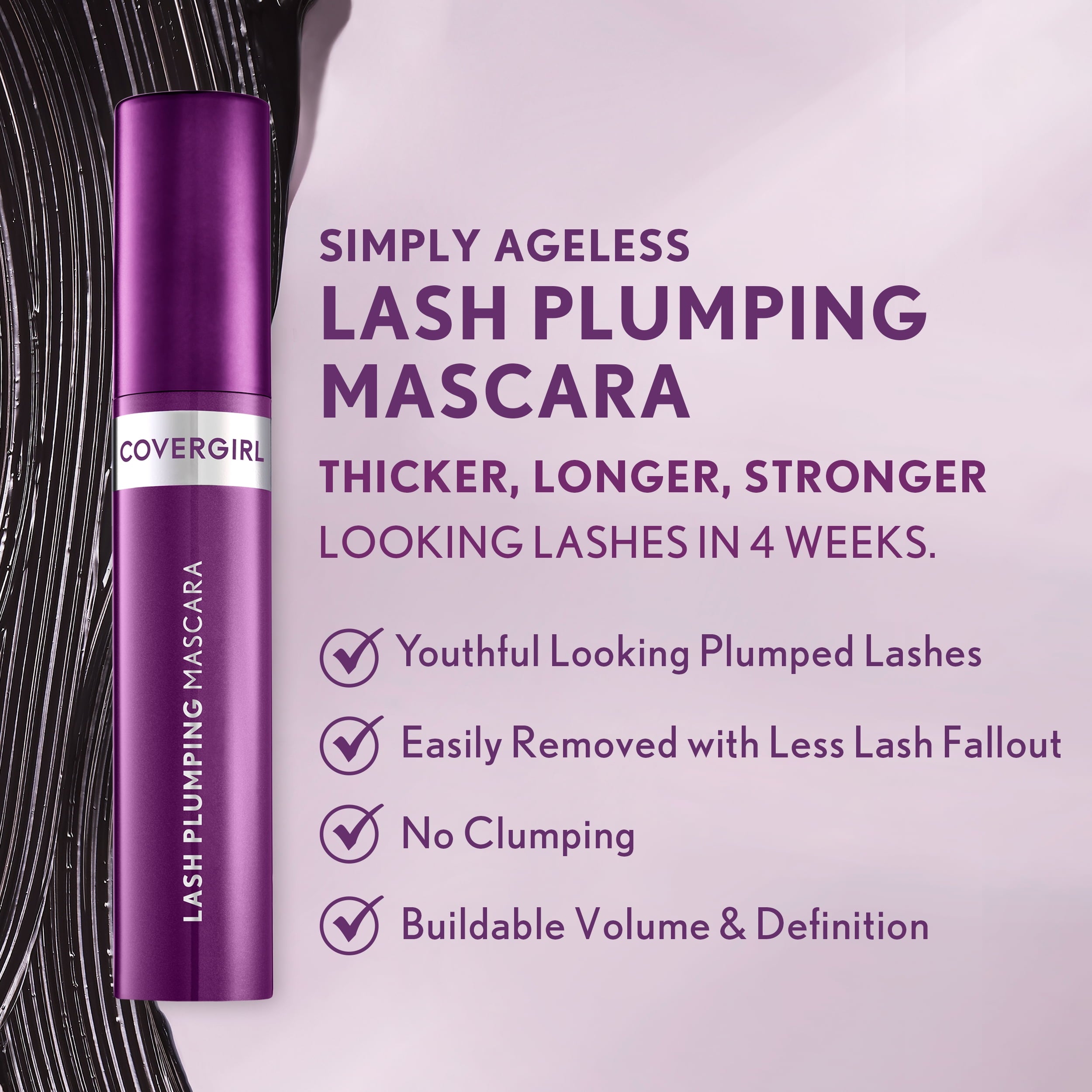 COVERGIRL Simply Ageless Lash Plumping 3-in-1 Mascara, 115 Dark Brown, 0.4 fl oz